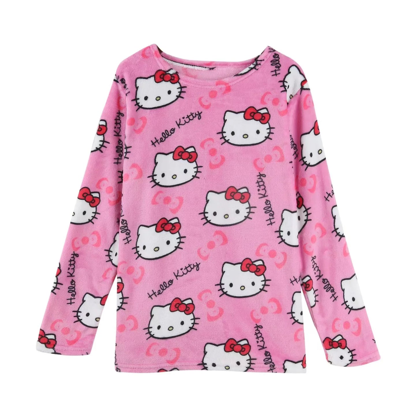 Hemasa  Hello Kitty  Loungewear Set Loose Flannel Ladies Pajama Pants  for Girls