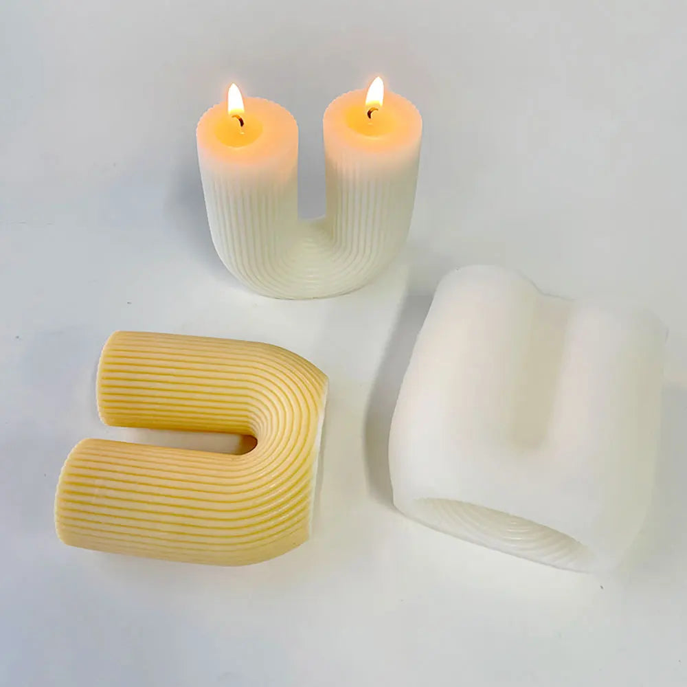 For fun Striped Arch Silicone Candle Mold U-shaped Aromatherapy Plaster Mold Soap Resin Mold Ornament Candle Making Home Decor