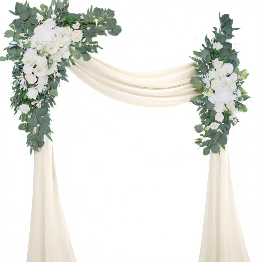 YeeNanee Deluxe Wedding Arch Flowers White Red Artificial Floral Swags for Country Wedding Ceremony Arbor Backdrop Decoration