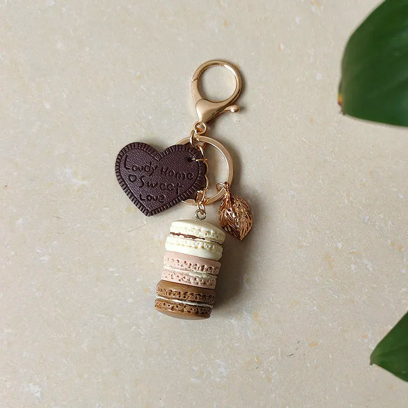 New Cake Key chain fashion car Key Ring Women bag charm accessories France Cake Macarons with Eiffel Tower Keychain gift Jewelry