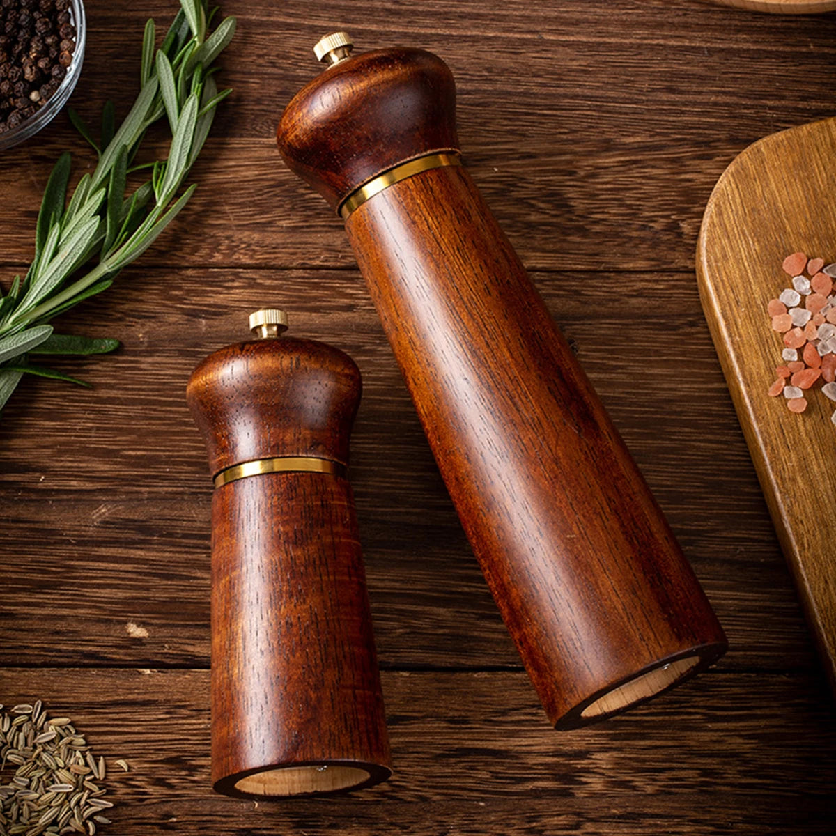 Tejesa Wooden Pepper Mills Salt and Pepper Grinder 5/8 Inch Spice Pepper Grinder with Adjustable Ceramic Handheld Herb Seasoning Mills