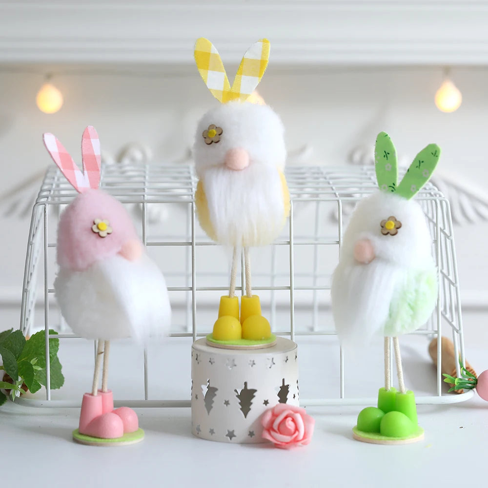Easter Self-Standing Bunny Gnome Decoration Plush Spring Gnomes Handmade Rabbit Gifts Elf Faceless Doll Holiday Home Decoration