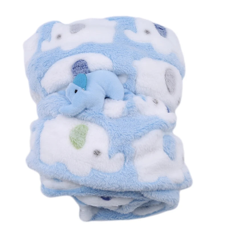 Hemasa pink and blue  Baby Blanket Cute Elephant  Newborn Elephant Air Conditioning Quilt Coral Velvet Pillow Quilt Dual-Use
