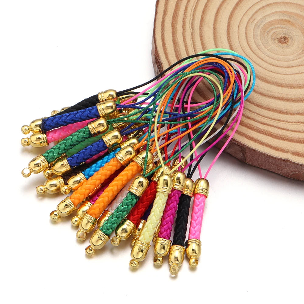 Tejesac 10pcs/Lot 13 Colors Lanyard Lariat Straps with Gold Color Clasp/ Keychain Hooks Rope Bags Charms