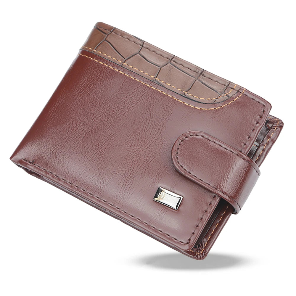 2024 New Patchwork Leather Men Wallets Short Male Purse With Coin Pocket Card Holder Brand Trifold Wallet Men Clutch Money Bag