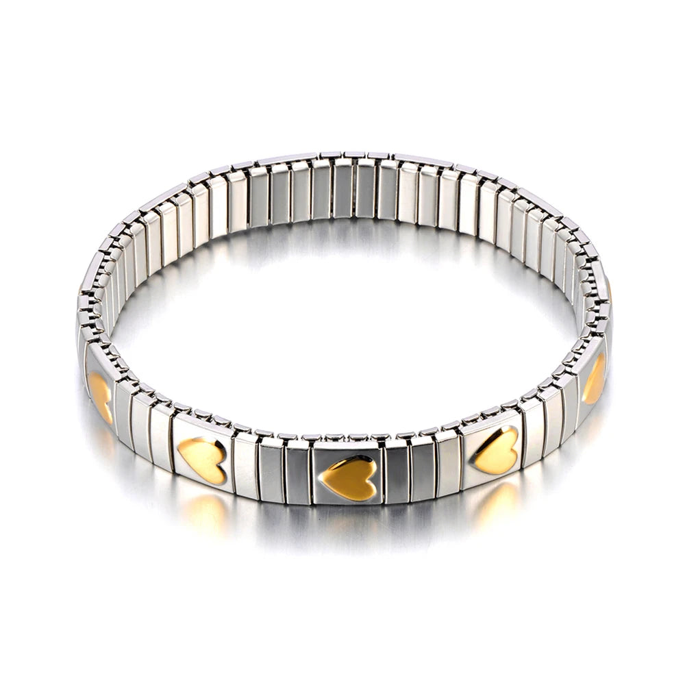 Lokaer 316L Stainless Steel CZ Crystal Elasticity Chain Bracelets For Women Real Gold Plated Trendy Waterproof Jewelry B23138