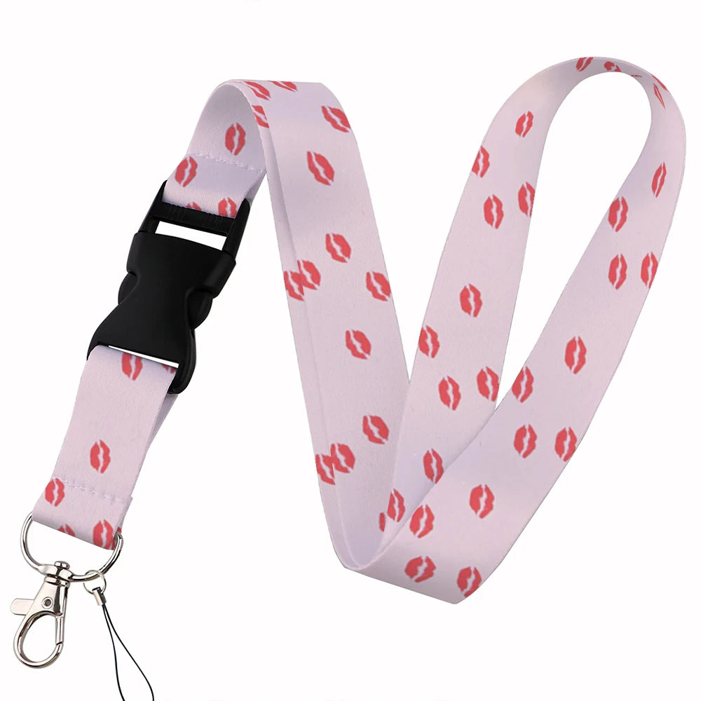 Tejesa Beautiful heart-shaped Lanyard Keys Chain Badge Holder ID Credit Card Pass Hang Rope Lariat Mobile Phone Charm Accessories Gifts