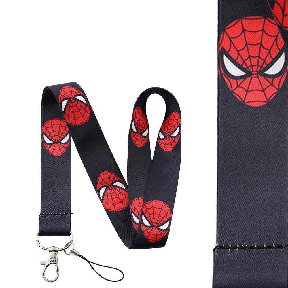 Disney Marvel Spiderman Neck Phone Strap Lanyard Keychain for Wallet Charm Cartoon Lariat Student Chain Anti-lost Decoration