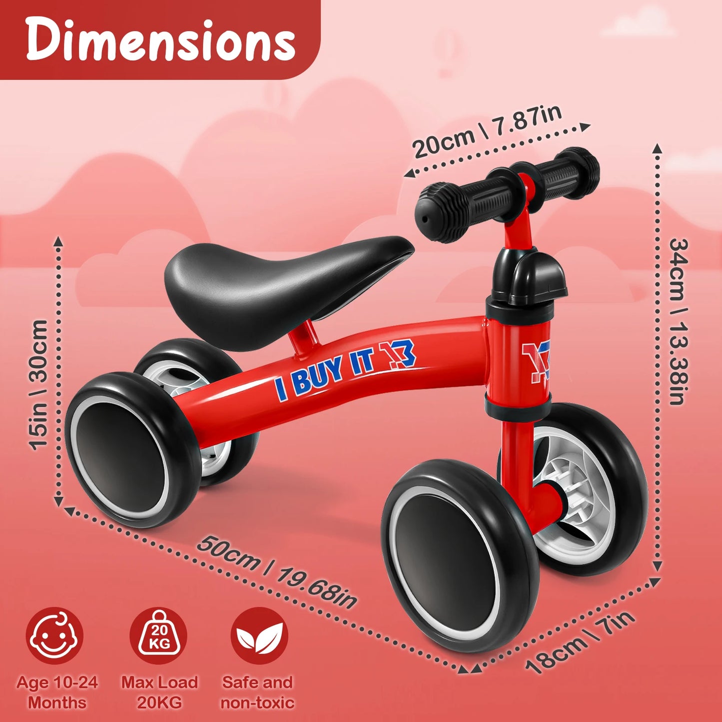 Baby Balance Bike, No Pedal Toddler Balance Bike, Lightweight Ride on Toys for Kids, Children's First Bike Training Bicycle