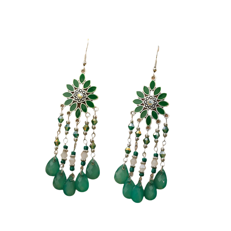 Hemasa Flower Drop Dangle Earrings For Women Enamel Crytal Geometric Jewelry Beads Handmade Tassel Earings