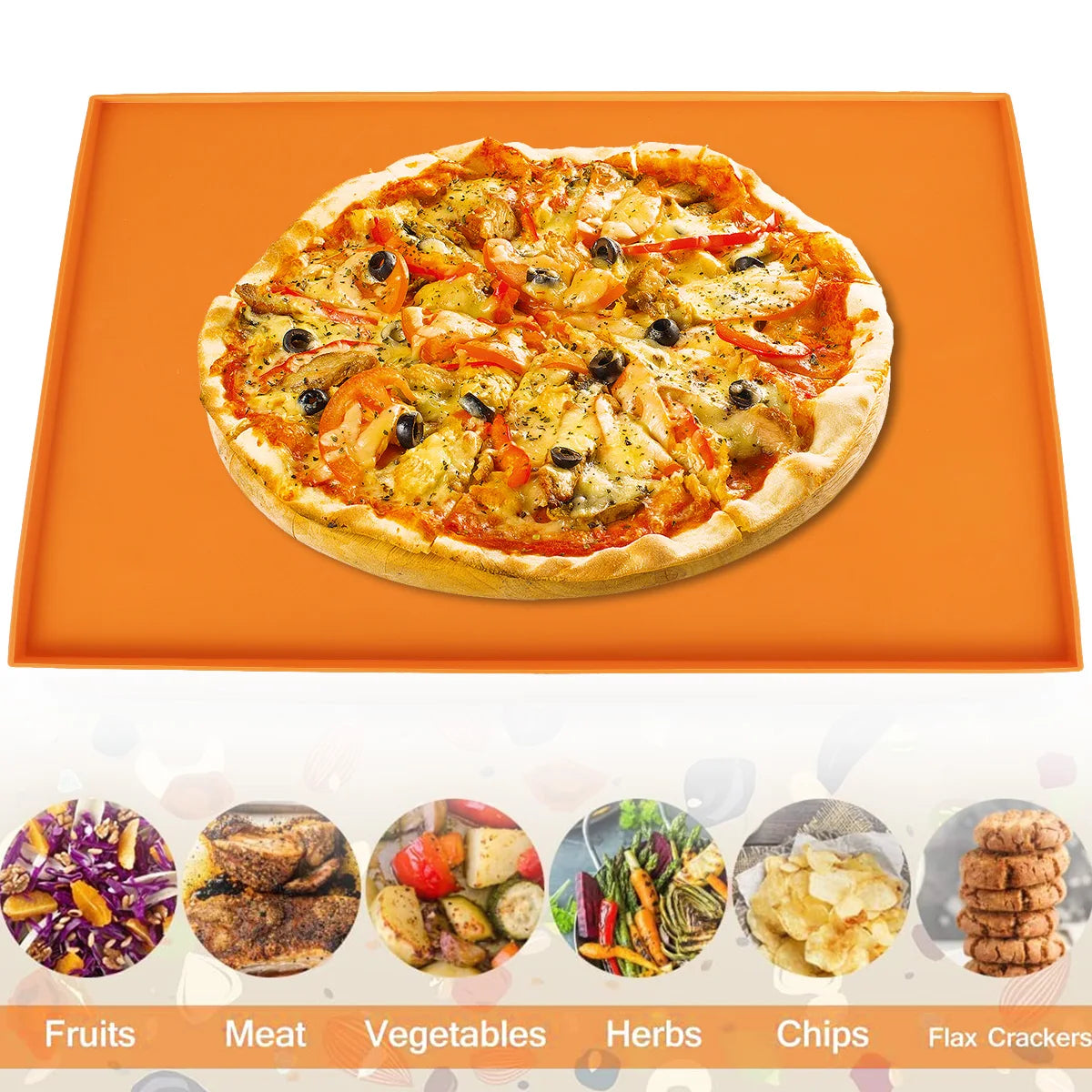 6PCS Silicone Dehydrator Sheets Dehydrator Mats with Edge Non-stick Baking Tray for Fruits Meat Vegetables Kitchen Accessories