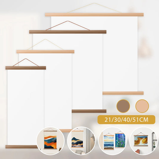 4pcs Picture Poster Hanger Frames Magnetic DIY Wood Hanging Rod Photo Wall Art Canvas Prints Painting Hang Rack Home Decor Easel