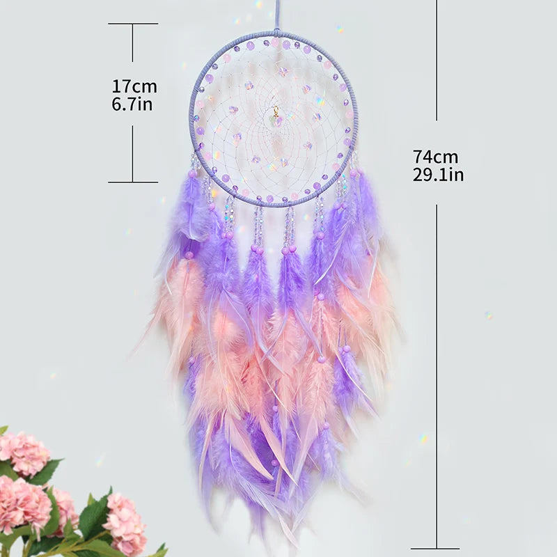 Hemasa Dream Catcher Hand-woven Colorful Feathers Wind Chimes Wall Hangings For Living Room Bedroom Creative Birthday Festival Gifts