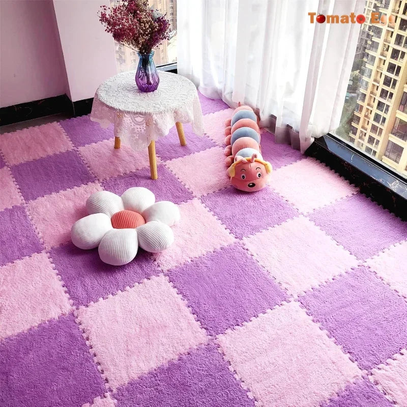 Hemasa Soft Plush Kids Mat Sports Children's Carpet Eva Foam Puzzle Rug Warm Play Mat for Children's Room Home Floor Decoration