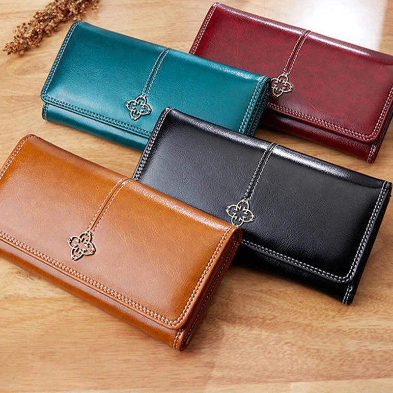 Women's Leather Wallet Woman Luxury Long Wallets Fashion Women Purses Money Bags 2022 Handbags Womens Purse Cards Holder