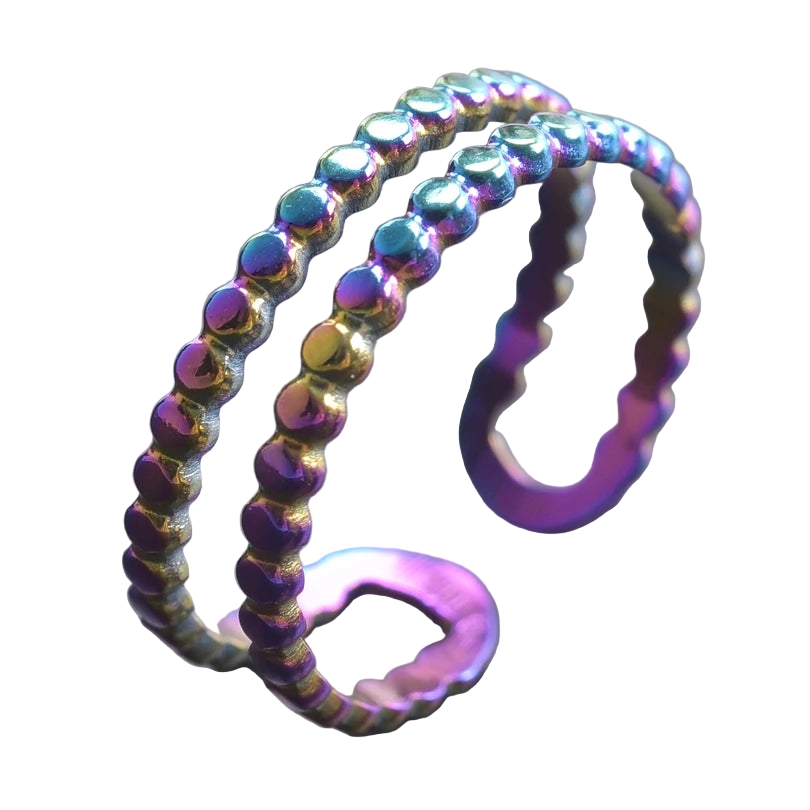 Hemasa 3pcs  Round Double Dot Chain Finger Ring Women