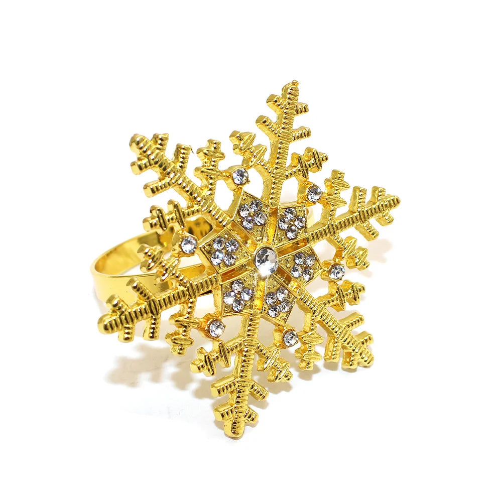 6Pcs Christmas Snowflake Napkin Rings for Table Setting Metal Napkin Holder for Home Winter Party Decor Navidad 2024 Noel ERC126