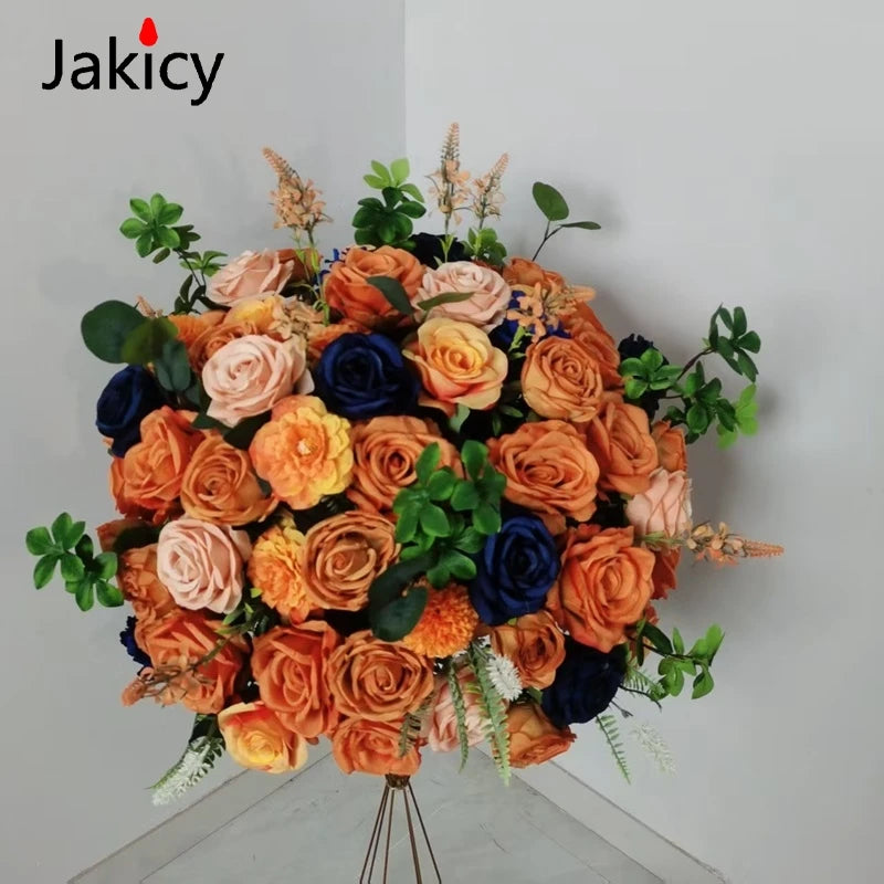 Artificial Flower Strip 60cm Flower Ball Event Table Runner Floral Arrangement Wedding Backdrop Decor Props Arch Flower String