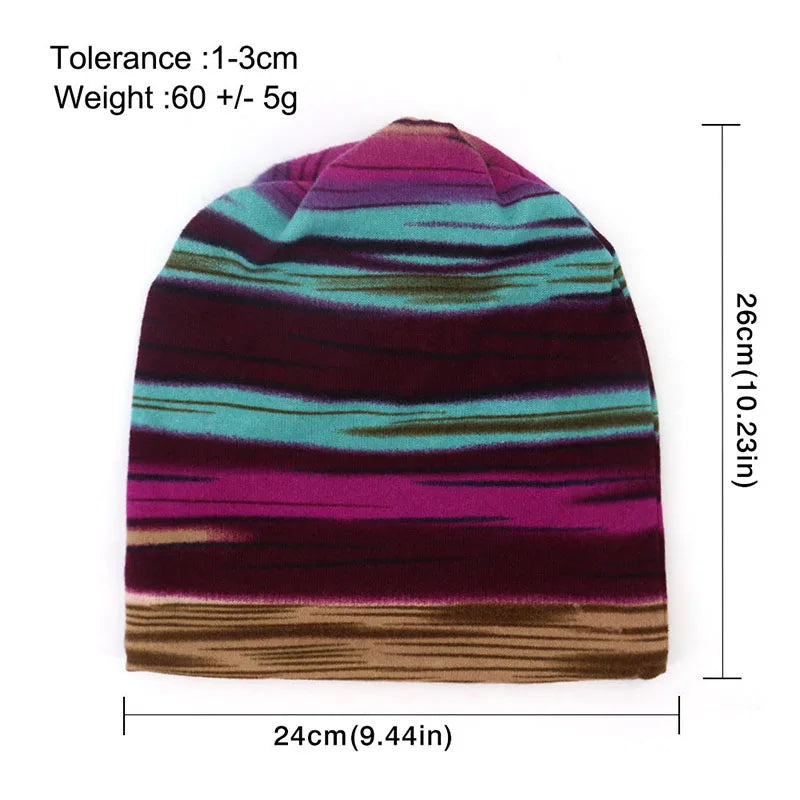 Rainbow Striped Spring Autumn Beanies Cap Soft Thin Knitted Warm Dual-use Skullies Mask Snood For Men Women Casual Pullover Hat