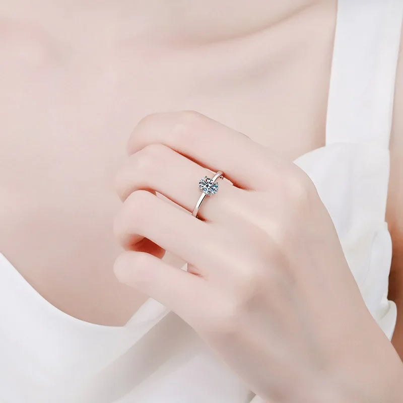Hemasa New Style  Female PT950 Platinum Wedding Band for Women  1CT Pigeon Egg Shape Moissanite Diamond Luxury Fitting Party