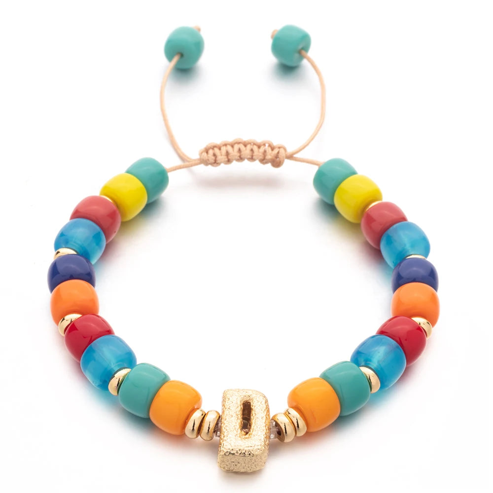 Tejesa Handmade  Colorful Glass Crystal Beads Braided Bracelets  with Heart Charms For Women