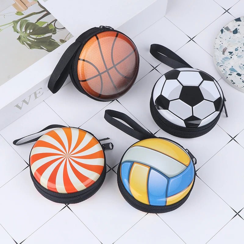 Heamsa  Cartoon Ball Pattern Coin Purse For Kid Boys Girls Small Gift Fashion Change Purses Mini Wallets Zipper Storage Box