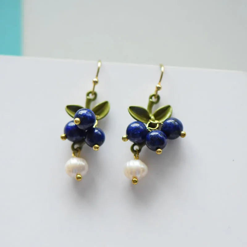 Unique Design Earring Cute Natural Stone Pearl Earrings Creative Flower With Leaf Earrings 2024 New Statement Jewelry Wholesale
