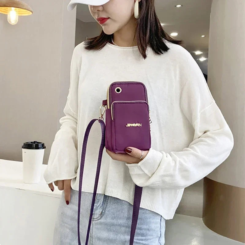 Hemasa Mobile Phone Bag Women's Crossbody Mini Bags /Neck Hanging Running  shoulder Bag 3 Layer Wallet