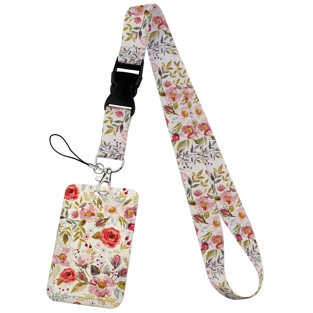 Tejesa  Flower design Lanyard Business Credit Card Holder/ Neck Strap Keychain Hang Rope ID Badge Holder