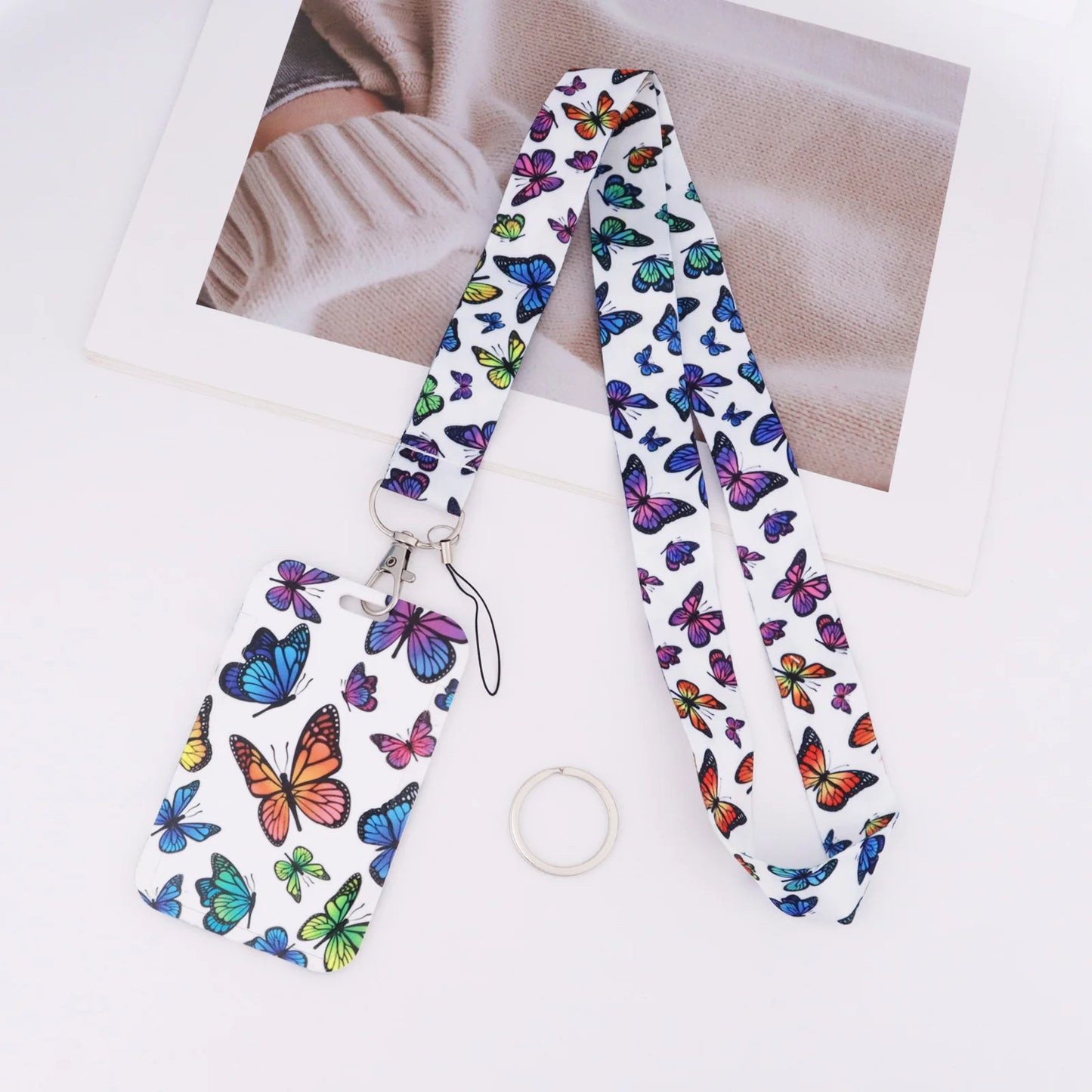Tejesa Butterfly Teacher Lanyard with Id Holder  /Neck Strap for Keys/ Keychain Cell Phone Strap