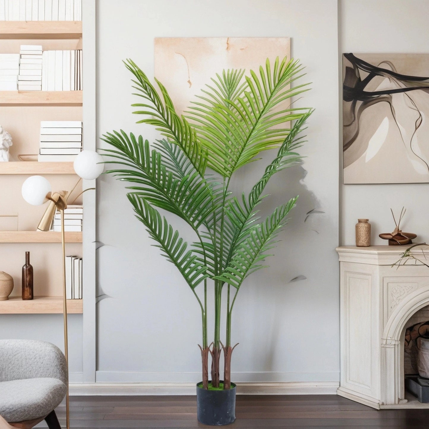 Tejesa 140cm Large Artificial Palm Tree with pot Tropical Fake Plants Areca Palm Tree Decoration for Indoor and Outdoor Living Room