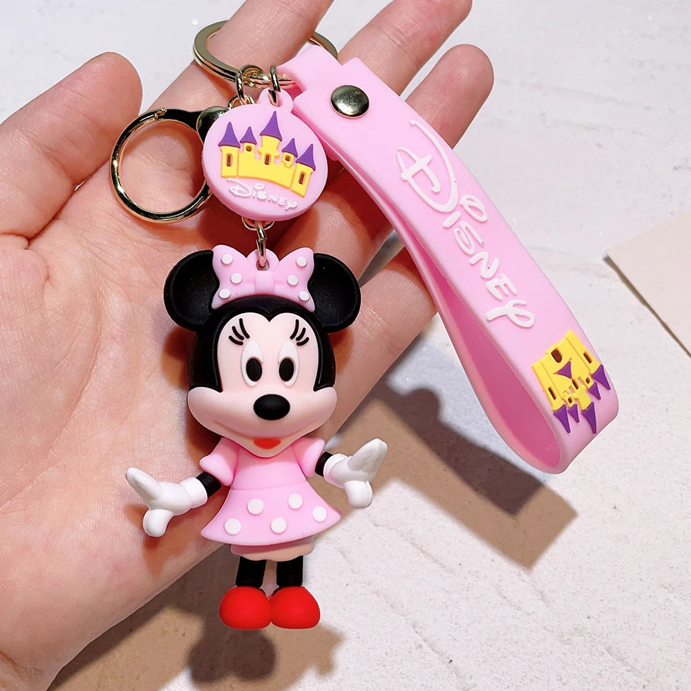 Disney Anime Mickey Keychain Cartoon Stitch Cute Minnie Keyring Student Bag Hanging All-match Car Key Chain Christmas Gifts
