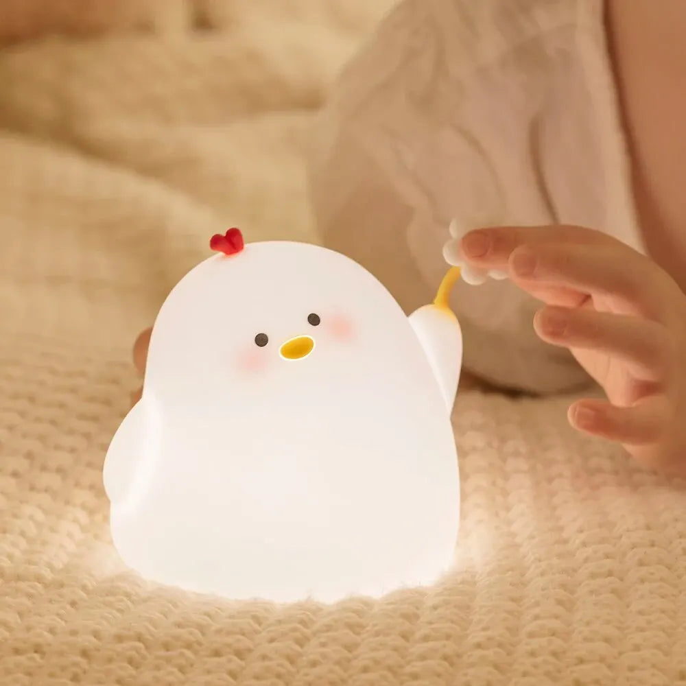 Hemasa Cute Chick Night Light 3 Brightness Kids Room Cartoon Silicone Led Night Light Timer Rechargeable USB Lamp Children Gift