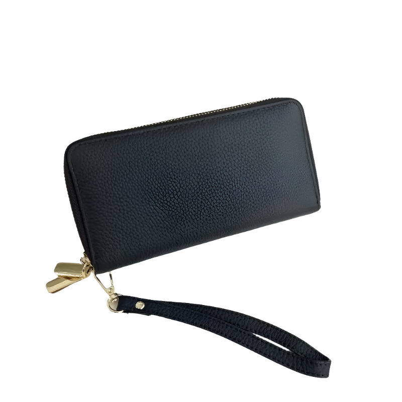 Hemasa Leather Womens Wallet Cow Leather Double Zip Clutch Bag Business Casual Long Purse Female Multi Card Holder Wallet