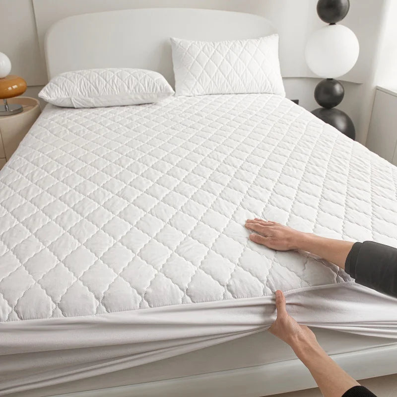 Quilted Thick Waterproof Mattress Cover Mattress Protector Queen King Fitted Sheet Bed Pad Cover Bed Topper ( No Pillow Case)