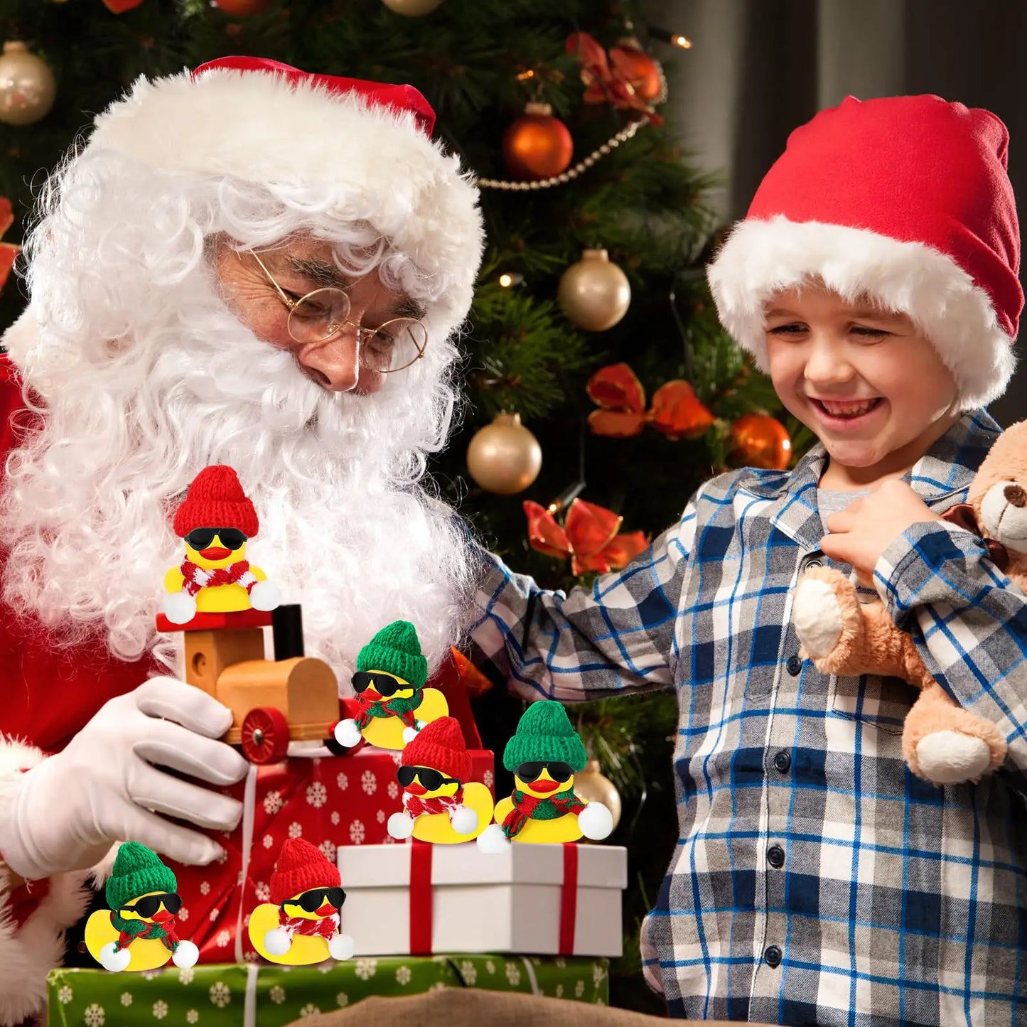 12/24/48 Set Christmas Rubber Ducks Showers Accessories Jeep Toys for Kids Christmas Party Favors