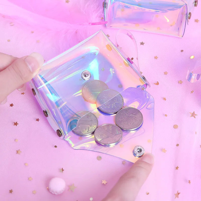 Heamsa Transparent Coin Purse Women Small Wallet Female Change Purses Mini Children's Pocket Wallets Key Card Holder