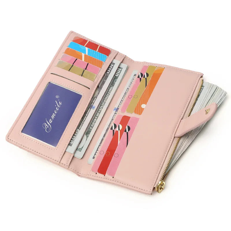2022 New Multiple Card Slots Zipper Women Wallet Korean Style Purses and Handbags Luxury Designer Function Lattice Long Clutch