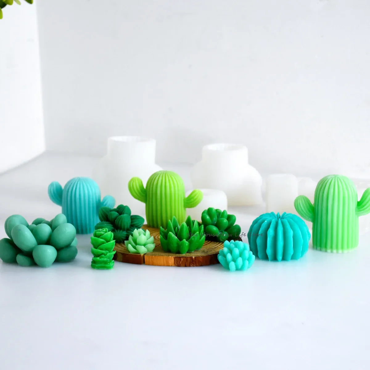DIY Succulent Cactus Scented Candle Molds Cute Simulation Plant Silicone Mold Flower Plaster Soap Aromatherapy Candle Making