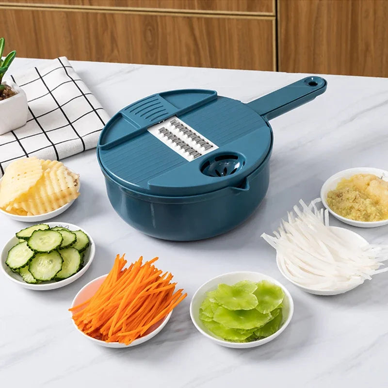 Tejesa 12 Functions Vegetable Chopper/ Carrots Potatoes Grater Vegetable Cutter /Slicer Potato Peeler /Manual Garlic Onion Chopper