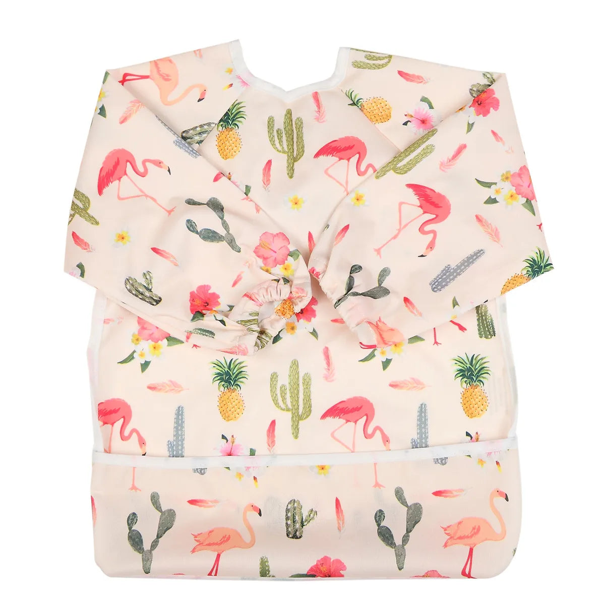 [Sigzagor] 1 Baby Bib Feeding Waterproof Long Sleeve Shirt Toddler Painting Drawing With Pocket 1-3 years old