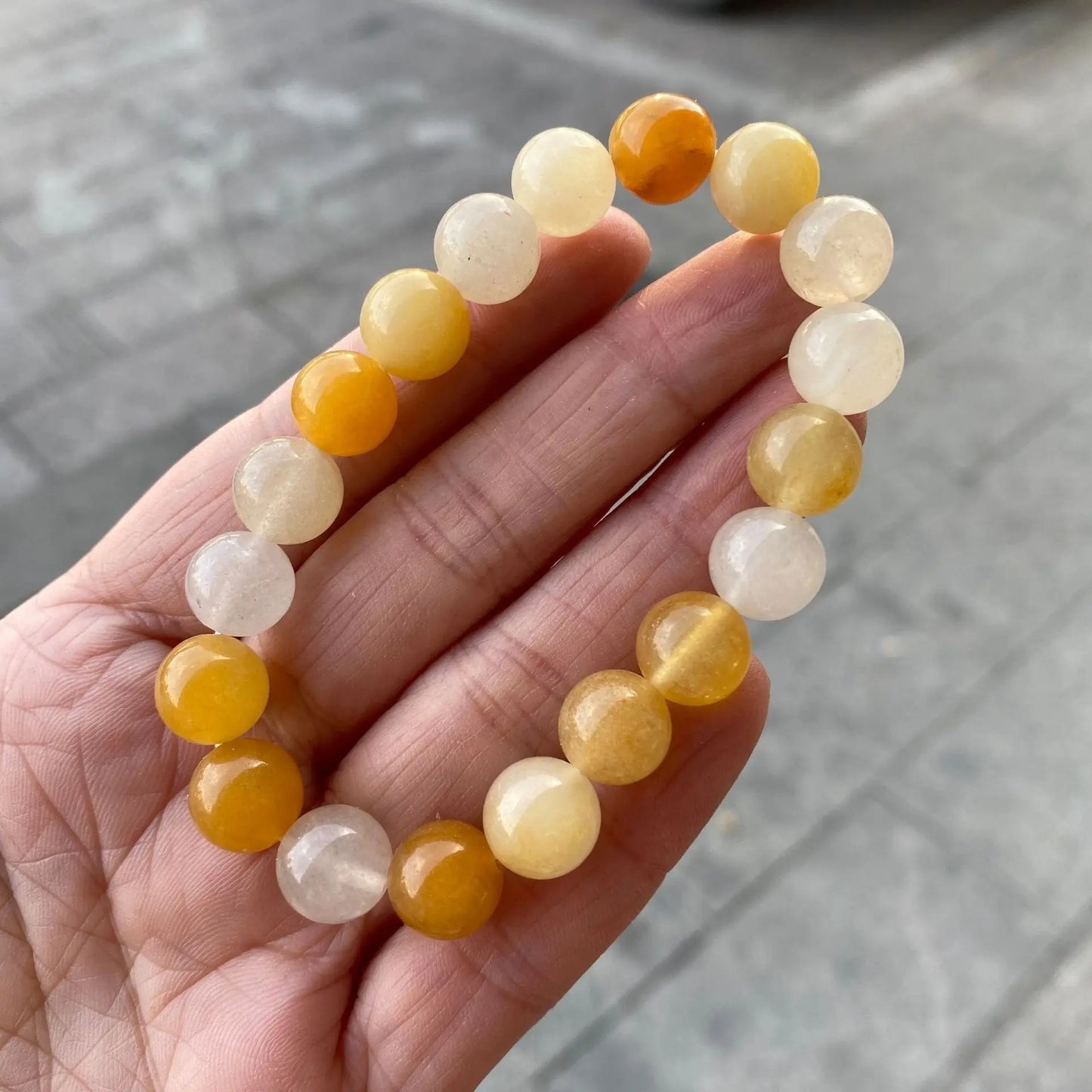 Hemasa Natural Stone Aragonite  Beads Bracelet Women /Yellow Topaz Jade Quartz Crystal Yoga Reiki Healing Stretch Bangles Female