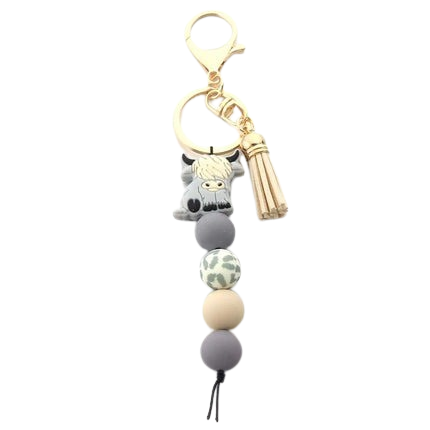 Hemasa  New Cartoon Silicone Cowboy Bead Pendant Keyring for women