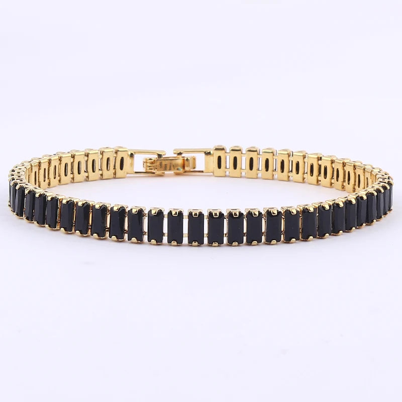 18K Gold Plated Cubic Zircon Adjustable Colorful Bracelets For Women Girls Rainbow CZ Jewelry Best Birthday Party Wedding Gift