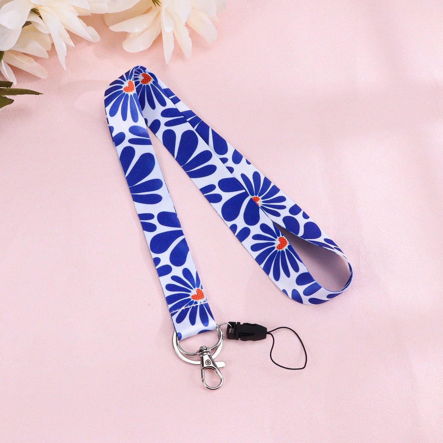 Tejesa Cell Phone Lanyard Blue Daisy Neck Lanyard for ID Card Holder Cute Flower Teacher Lanyard