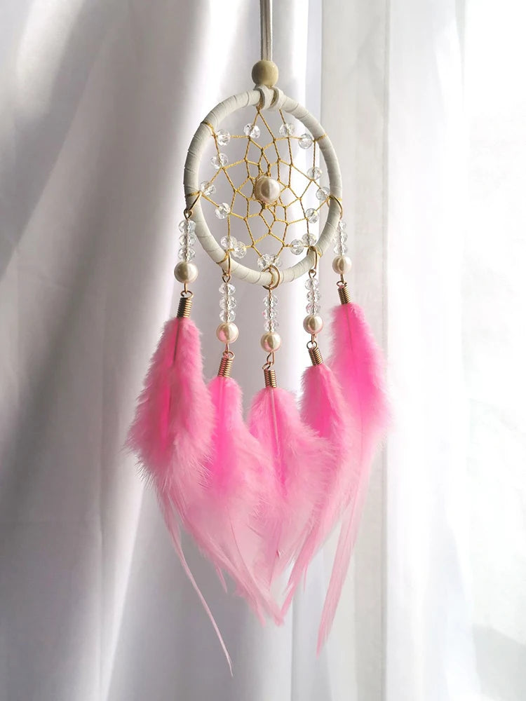 Hemasa Hand-woven   Feather Wind  Chime   Dream Catcher for Valentine's Day Gift Bedroom Hanging Ornaments Home Decoration