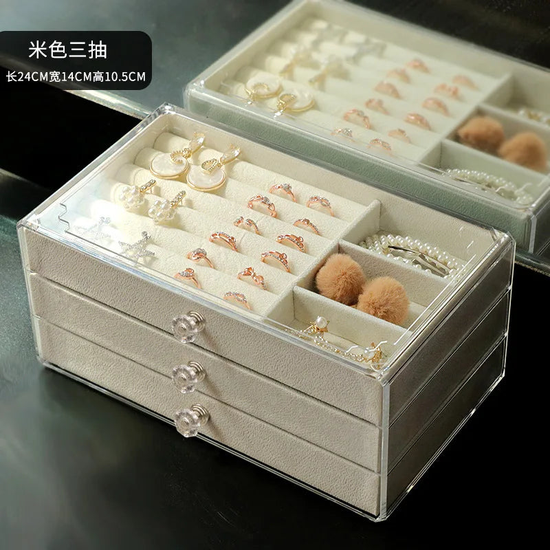 Three-Layer Desktop Jewelry Box Cosmetic Storage Rack Earring Display Stand Watch Pin Display Stand Multi-Purpose Plastic Sto...