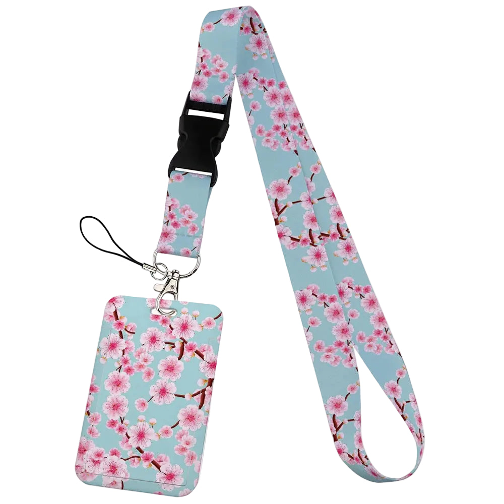 Tejesa  Flower design Lanyard Business Credit Card Holder/ Neck Strap Keychain Hang Rope ID Badge Holder