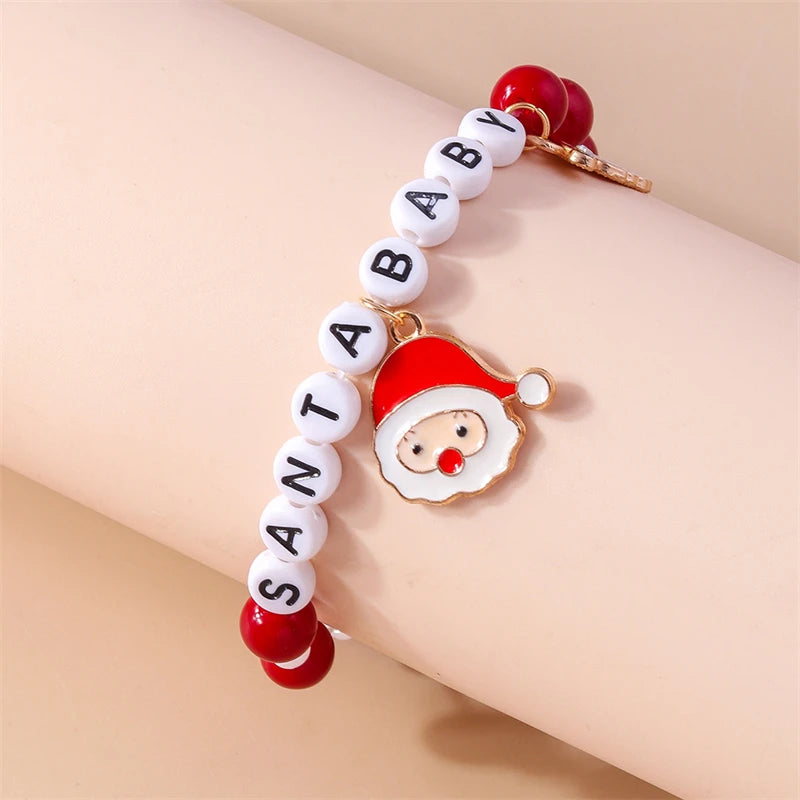 Fashion Handmade Beads Bracelet for Women Christmas Santa Claus Charms Bracelet Girls Party Festival Jewelry Gifts