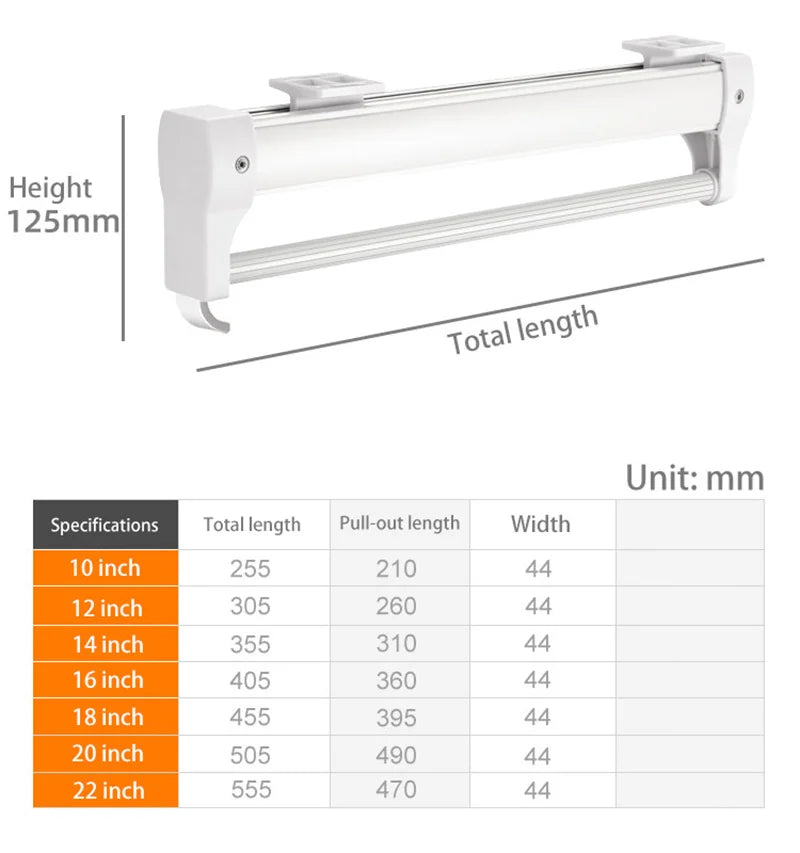 Hemasa Adjustable Wardrobe Clothing Rail Heavy Duty Pull-Out Closet Valet Rod 25CM Top Mount Wardrobe Hanger Rack Bar Ball Slide